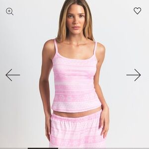 Skims Logo Plush Pink Pointelle Cami